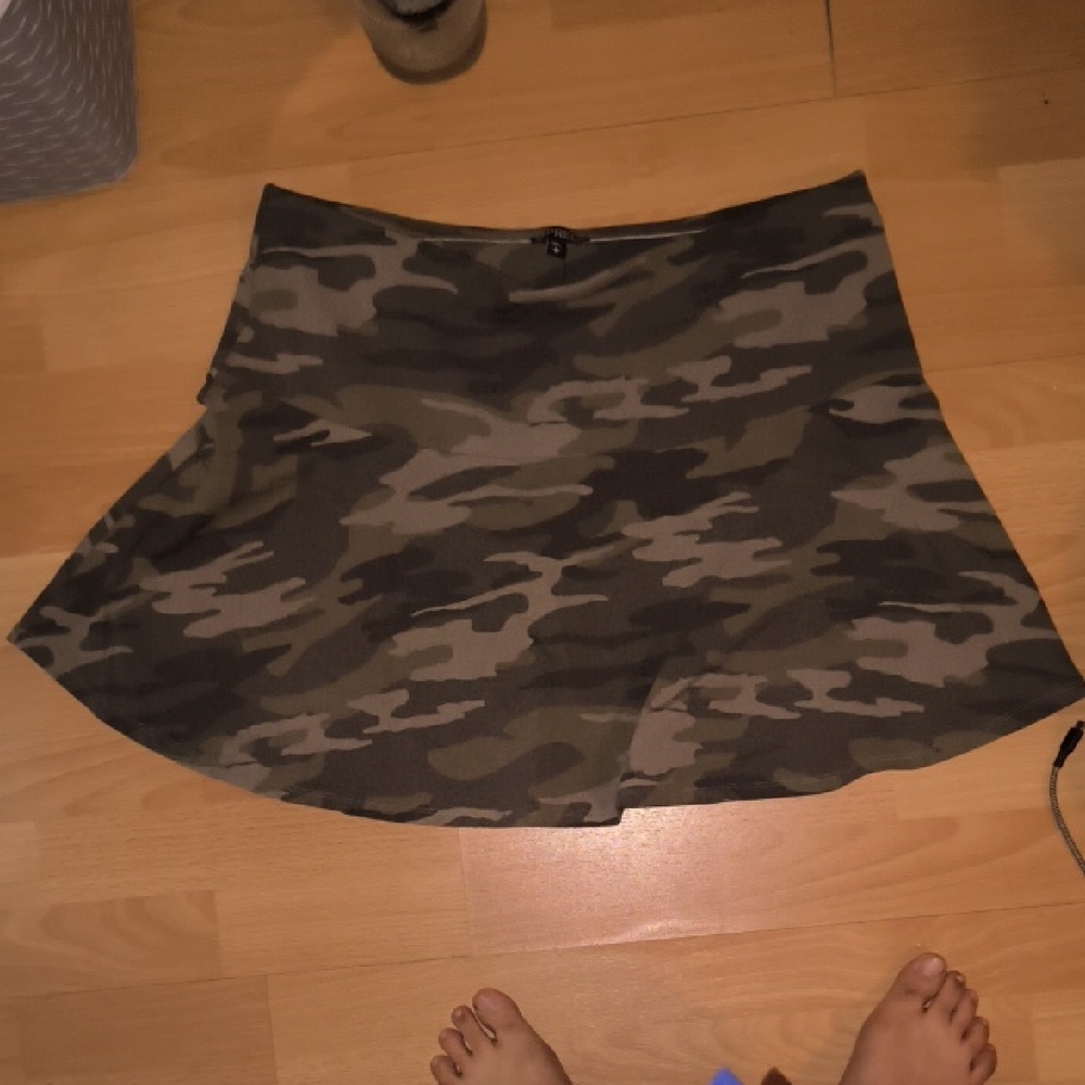 NWT Express | Green Camouflage Skater Skirt
